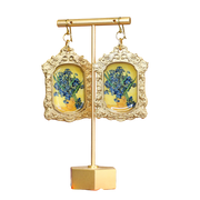 "Irises" (in a  vase yellow background) Van Gogh Earrings