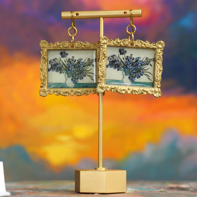 "Irises" (white background) Van Gogh Earrings