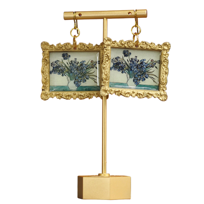 "Irises" (white background) Van Gogh Earrings