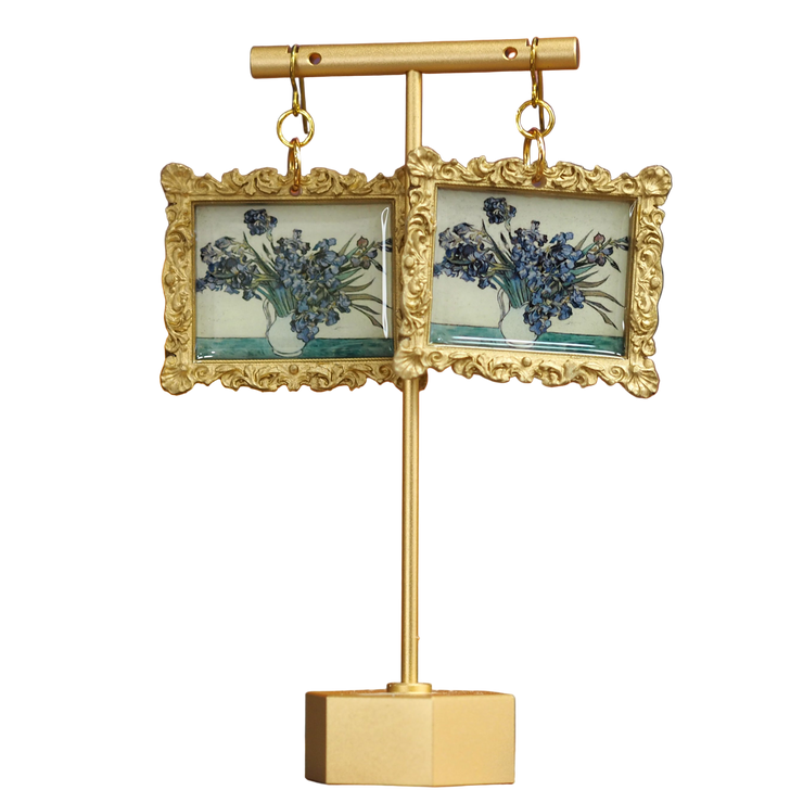 "Irises" (white background) Van Gogh Earrings