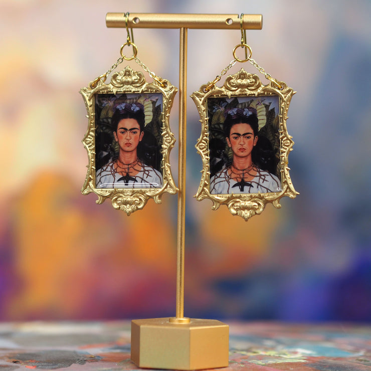 "Self-Portrait with Thorn Necklace and Hummingbird"  Frida Kahlo Earrings