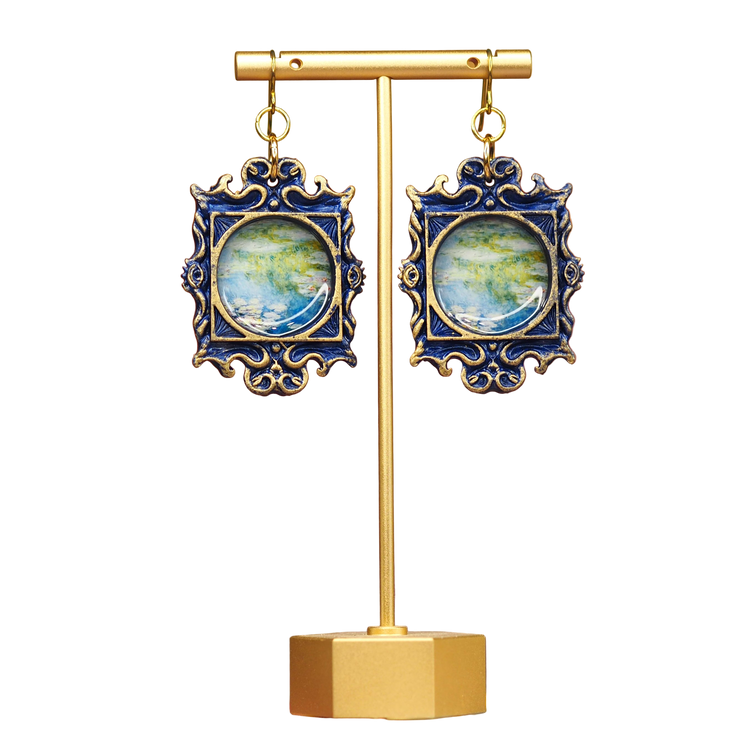 "Waterlilies" in medusa frame Monet Earrings