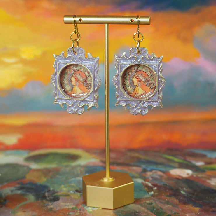 "Zodiac" Alphonse Mucha Earrings