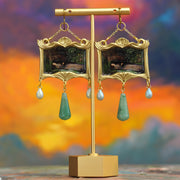 "Ophelia" John Everett Millais Earrings with Glass Czech Beads and Aventurine Stone