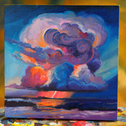 "Purple Wind” original oil on panel 8x8