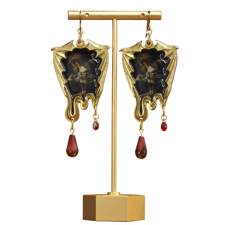 "Saturn Devouring his Son" Goya Earrings with Czech Beads