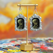 “Skull of a Skeleton with Burning Cigarette” Van Gogh Earrings