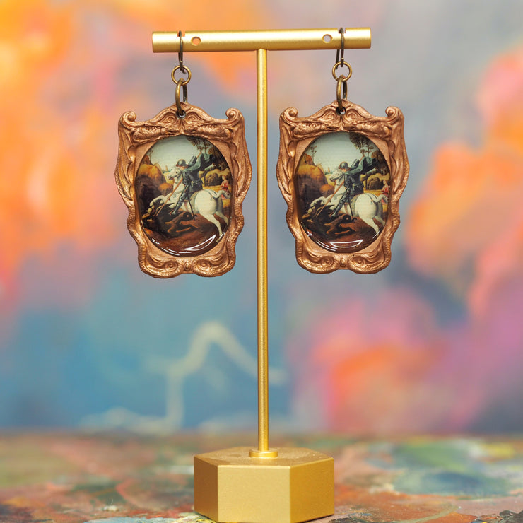 "St George and the Dragon" Raphael Earrings Feb restock
