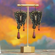 "The Bat Woman" Albert Joseph Penot vampire Earrings with Czech Beads