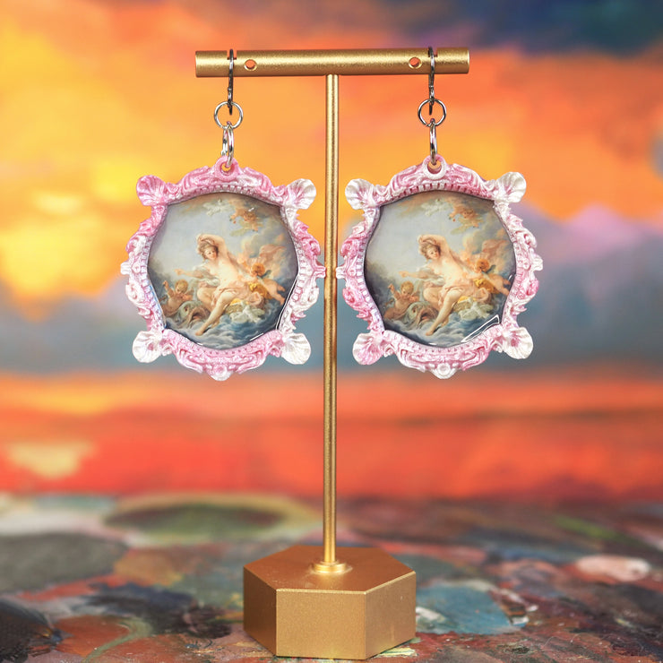 "Venus Rising from the Waves" Francois Boucher Earrings